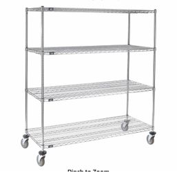 3 Tier Chrome Wire Shelving Cart on Casters