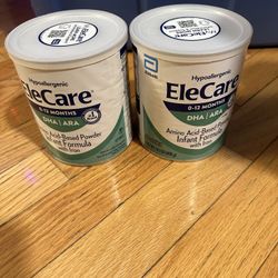2 Cans Hypoallergenic EleCare 14.1 Oz Powder Infant Formula Baby Expire 2/27