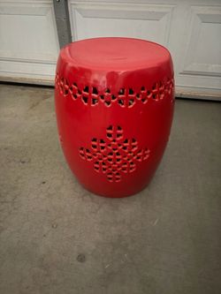Red Ceramic Garden Stool