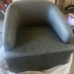 Modern Accent Chair grey with wood detail