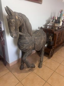 4ft Horse, Caballo Solid Wood Carved Madera