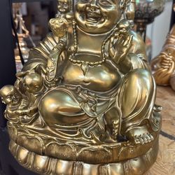 Golden Budai Statue with Children – Prosperity & Happiness Decor