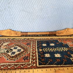 Indonesian Carved Wood Double Dagger With Leather Handle