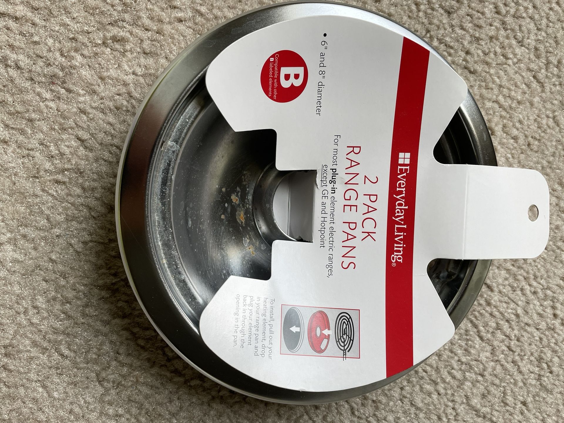 1 Silver Drip Burn Electric Range Pan - about 7.5" diameter end-to-end (like new) 