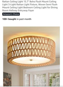 15.7" Rattan Boho Chandelier