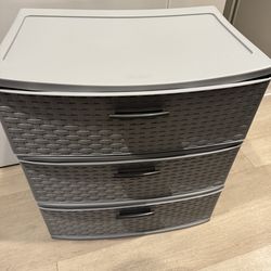 Three drawer gray sterilite plastic organizer