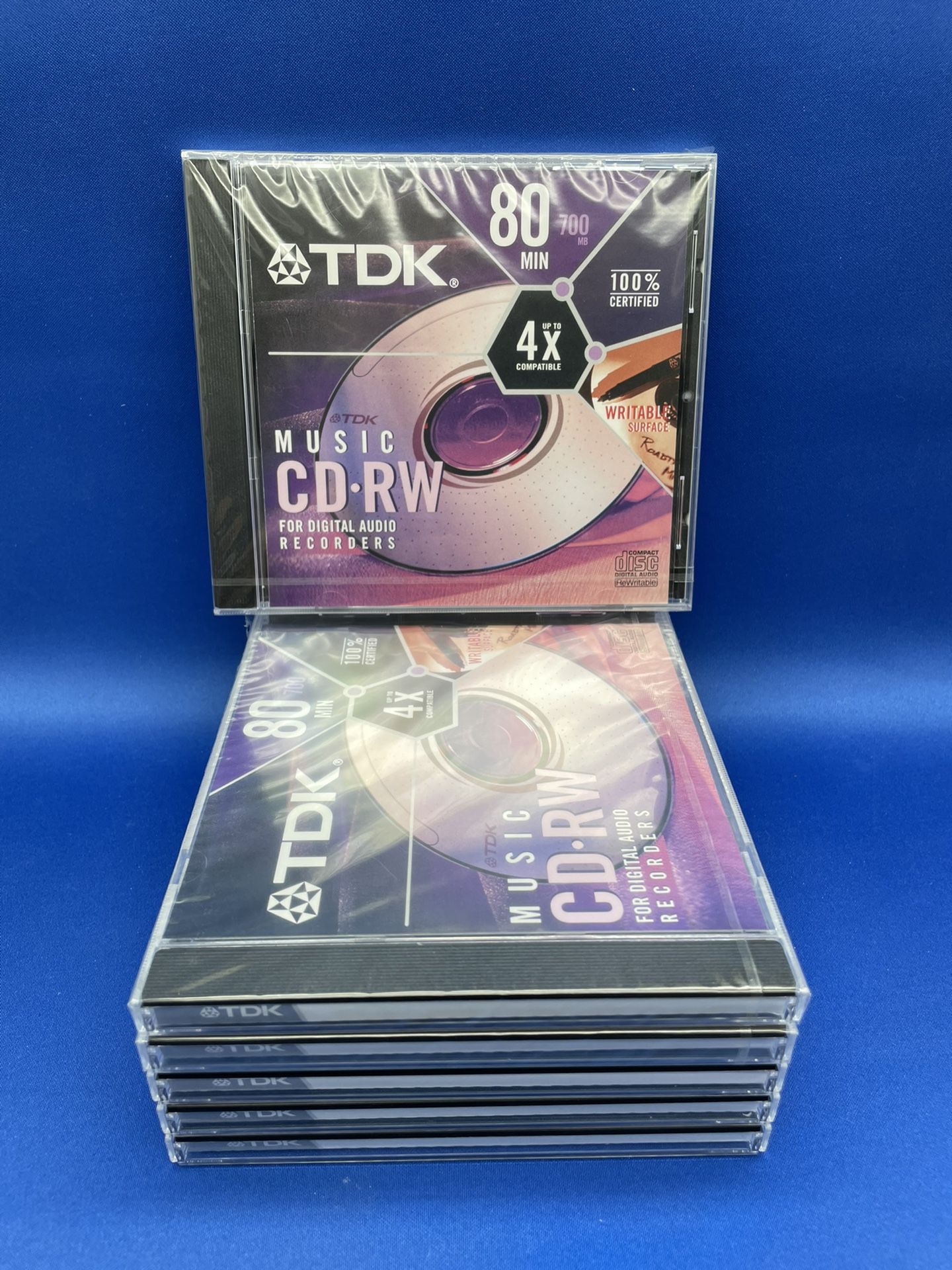 Lot Of 6 New TDK MUSIC CD-RW 1-4X 80 Minute Rewritable CD’s