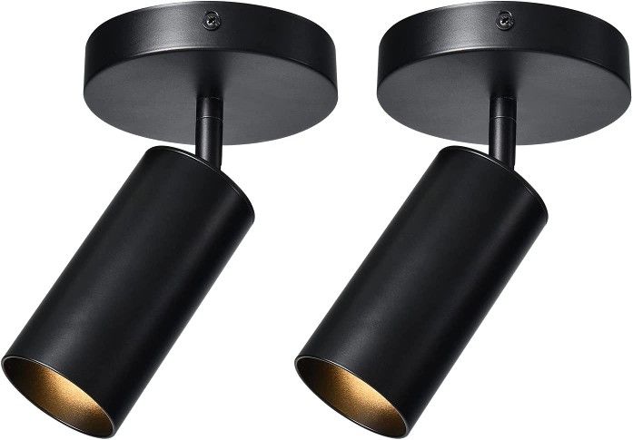 Black Ceiling Light, Zicbol Gu10 Modern Ceiling Spotlight Angle Adjustment Downlight 2 Lights Wall Mount Lights for Living Room, Gallery, Cabinet, Hal
