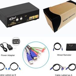 CKL KVM Switch - 2 Monitors Display Port 