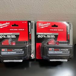 Two Milwaukee M18 Red Lithium 6 hour High Output $80 EACH XC6 Batteries