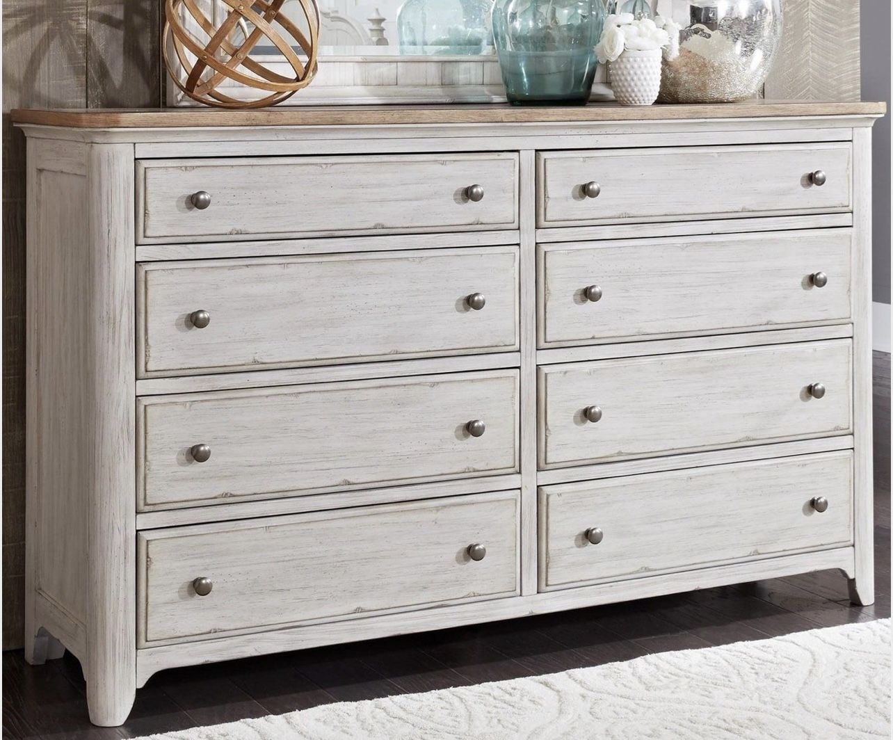 Emma Mason, Liberty Furniture Farmhouse Reimagined Drawer Dresser in Antique White, Brand New