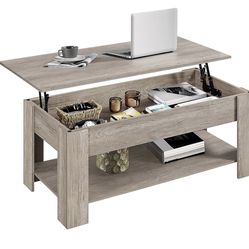 Lift Top Coffee Table with Hidden Compartment and Storage Shelf, Rising Tabletop Dining Table for Living Room Reception Room, 47.5in L, Grey