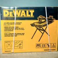 Brand New Dewalt 10 in. High Capacity Wet Tile Saw with Stand