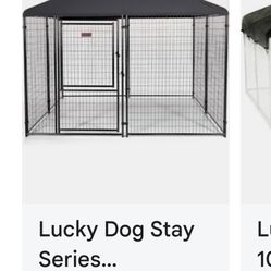 AKC 10x10 Outdoor Dog Kennel With Roof + Sun Shade