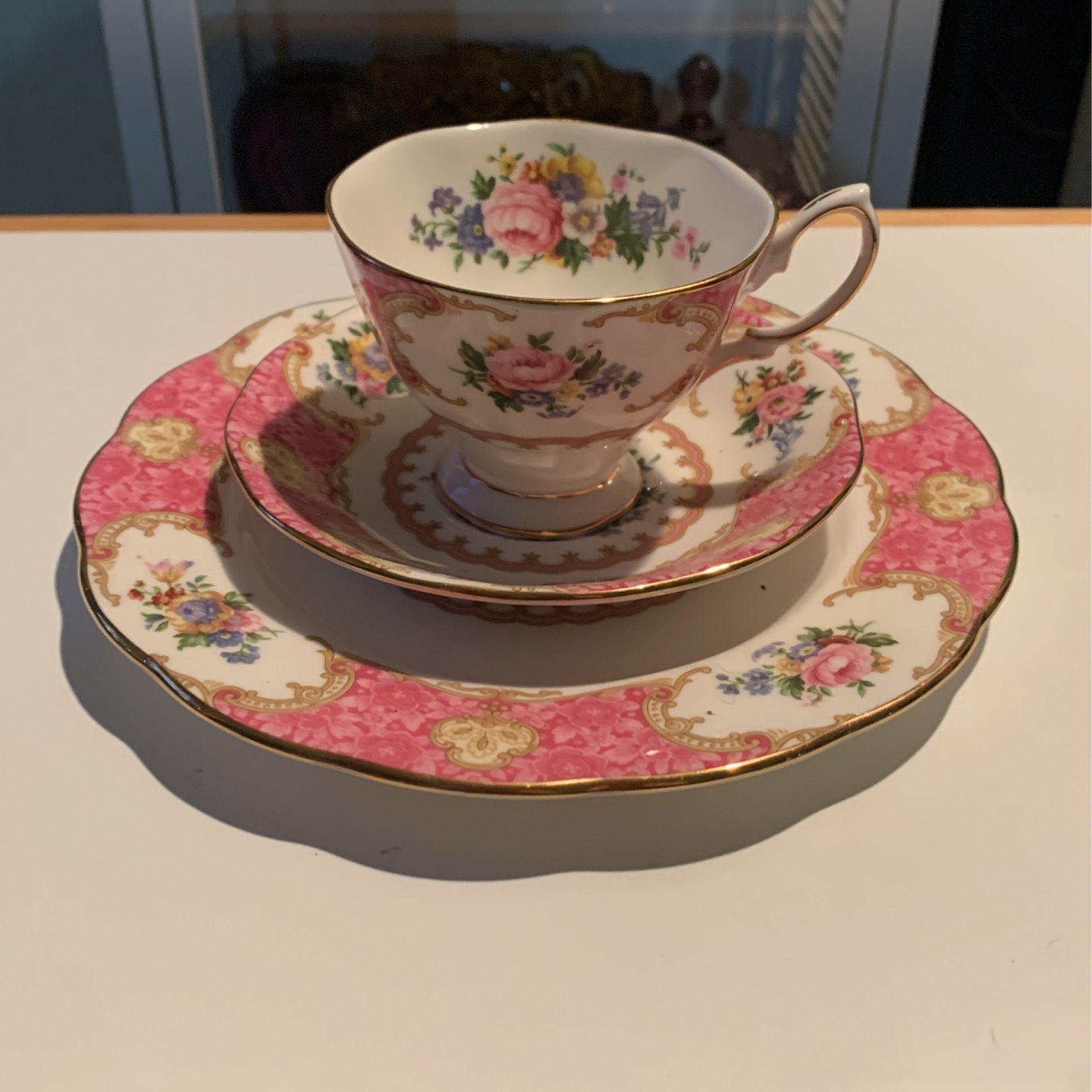 Vintage Royal Albert Lady Carlyle Trio Bone China Tea Cup set England