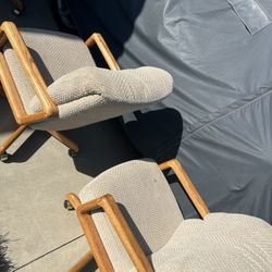 90s Oak Rolling Chairs 