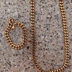10k Gold Filled Cuban Link Chain & Bracelet  
