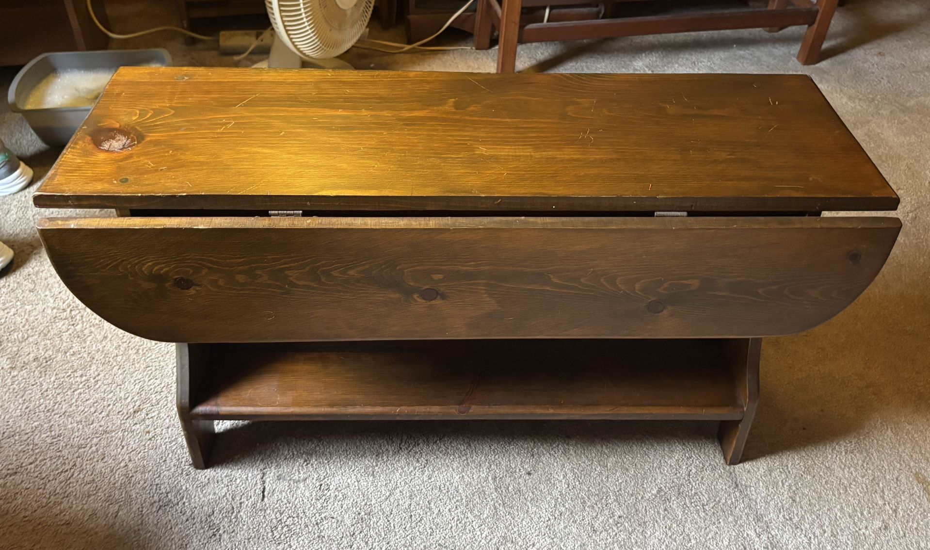 Pine Wood Drop Leaf Coffee Table