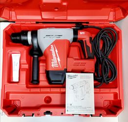 Powerful Milwaukee SDS Max rotary hammer has 14A motor and delivers 5.6 ft-lbs of impact energy. This corded tool features 2-mode operation for rotary