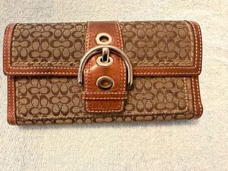 Coach Brown SoHo TriFold Buckle Wallet Signature Leather Vintage