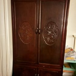 Vintage Cherry Wood Armoire