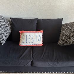 Long Cushioned  Couch With Pillows