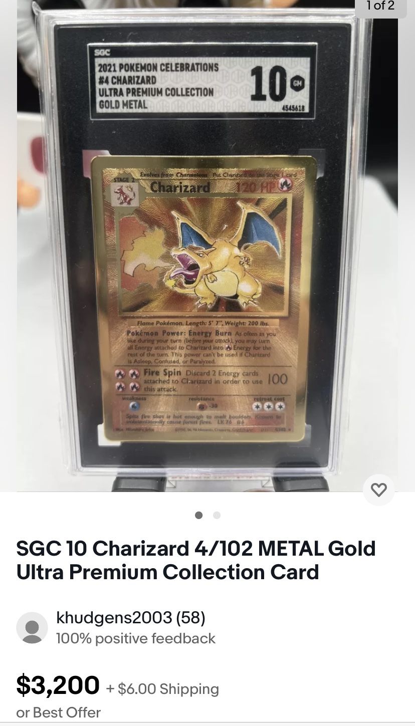 Pokemon TCG - Charizard 4/102 - Gold Metal Ultra Premium - SGC 9 for Sale  in San Antonio, TX - OfferUp