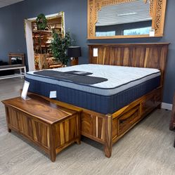 MEGA SALE! Solid Mahogany Storage Bed Frame (Multipe Colors)