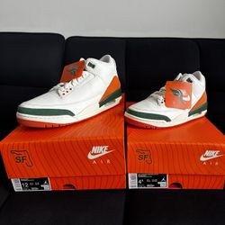 Jordan 3 SoleFly Miami University Of Miami Sz 12, Sz 4.5