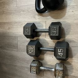 3 Dumbbells And 1 Kettlebell