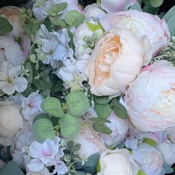 Fake Blush & Peach Flower Bouquets