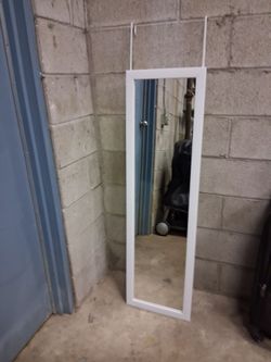 White Framed Over-the-Door Full Length Mirror