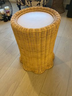 Threshold Scalloped Rattan Accent Table