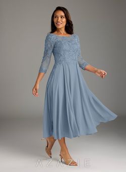 Azazie Slate Lace A-Line Midi Dress