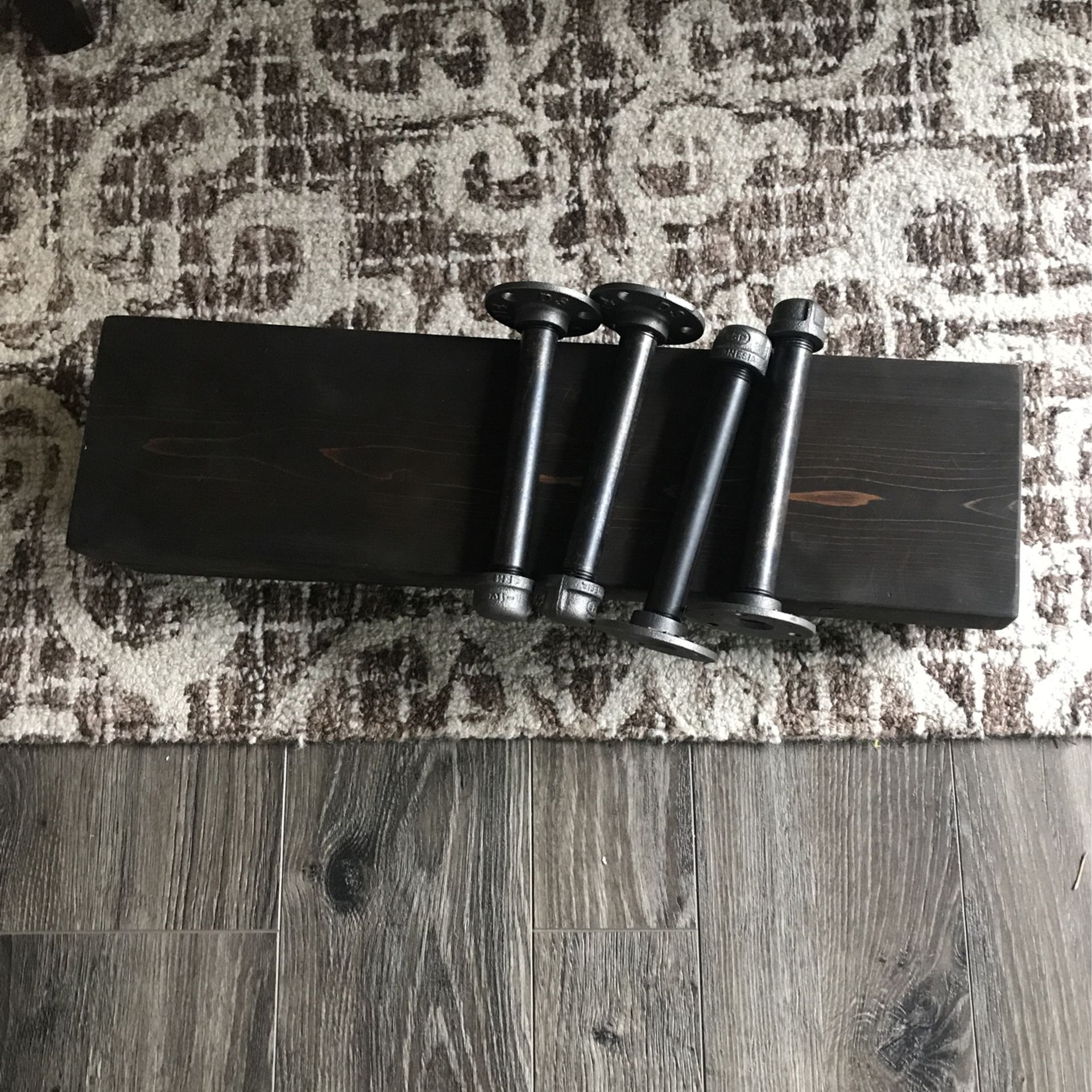 Two Solid Wood Espresso Stained Shelves