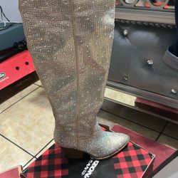 Gold Rhinestones Boots Western