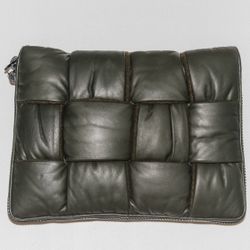 Bottega Veneta 'Olive Green' Padded Intrecciato Laptop Pouch