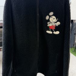 DISNEY MICKEY MOUSE BLACK POLAR FLEECE SZ XXL  DISNEYLAND VINTAGE