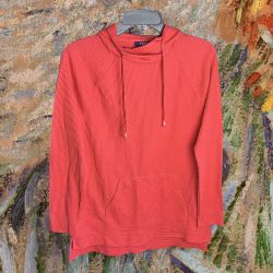 Chaps Sport Orange Red Waffle Print Hoodie Wm S 