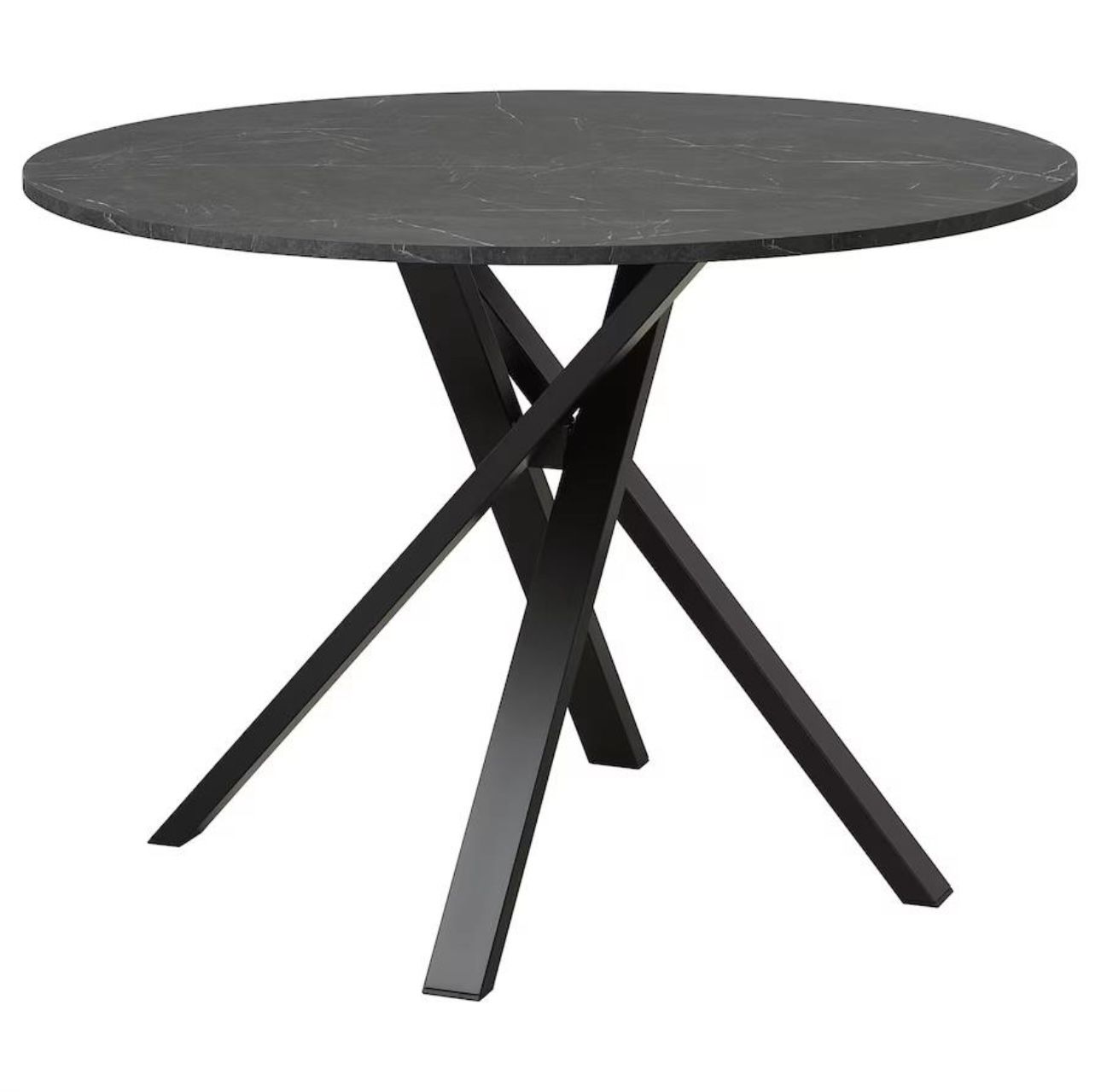 Black round dining table, 41 3/8”