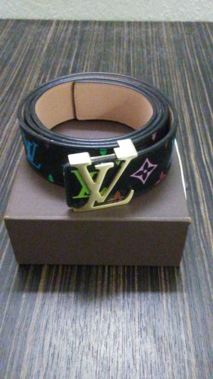 Black LV belt with multi color