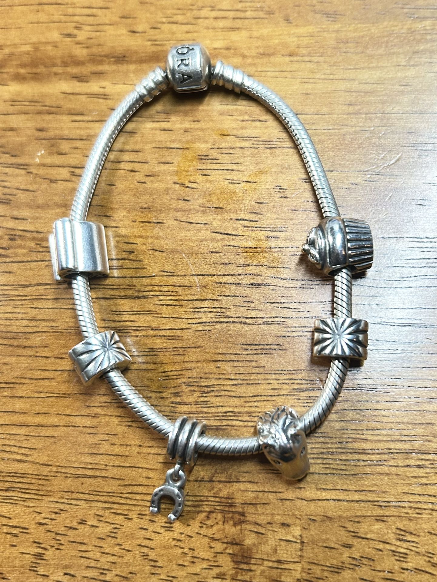 Pandora bracelet with charms