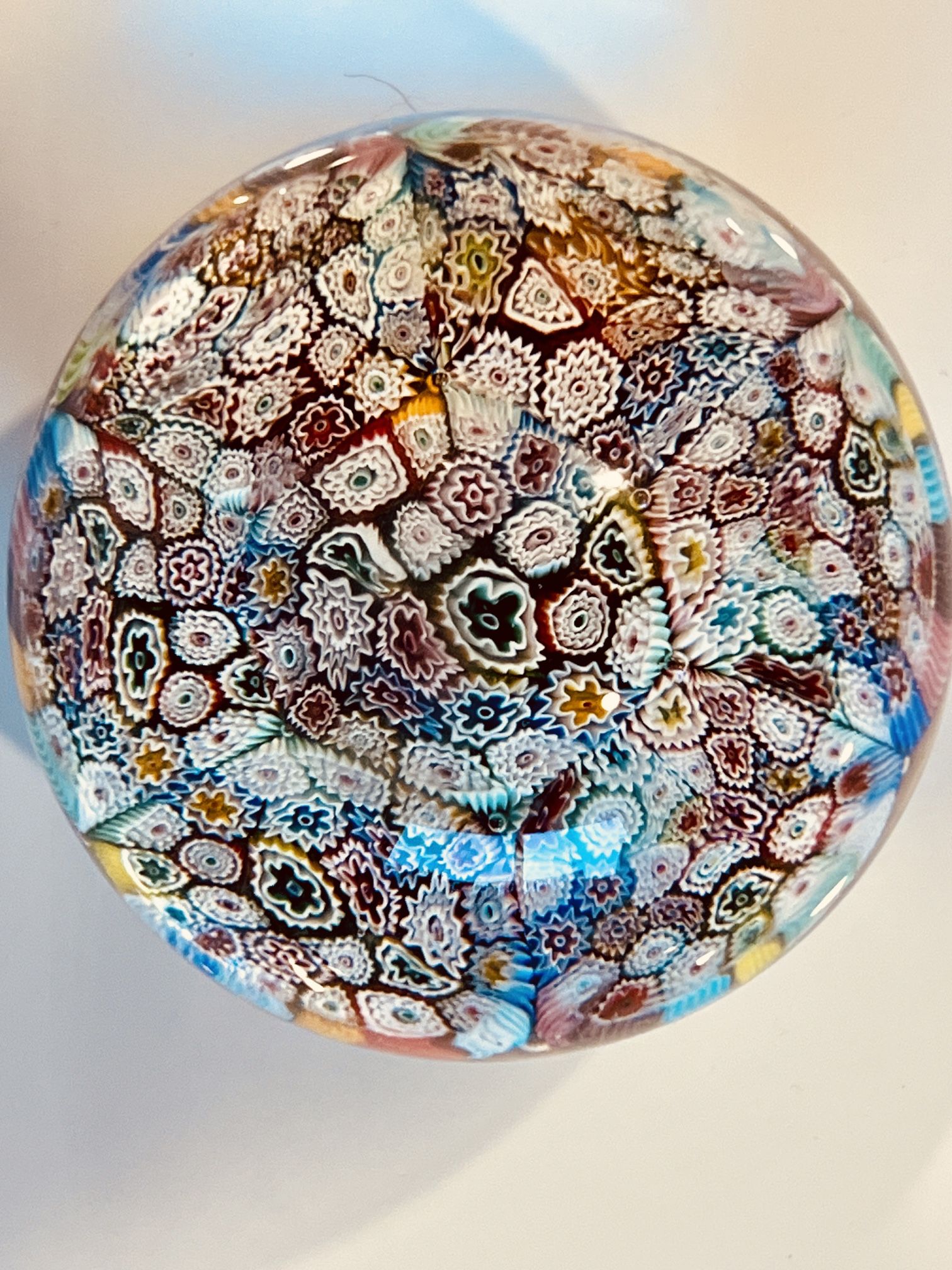 Murano Vintage Millefiori Murrine Flower Mosaic Italian Art Glass Paperweight