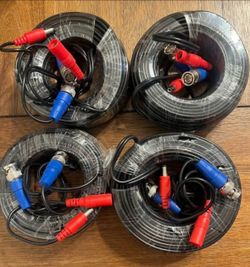 4 Pack of 60ft Universal Pre-Made BNC Video & Power Siamese Cables – 4K Ready for Analog HD CCTV Systems – Compatible with Swann, Lorex, Night Owl, Sa