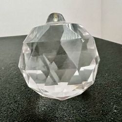 Vintage clear glass diamond cut paperweight ornament 3” In good condition