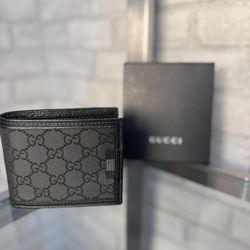 Gucci Black Canvas Monogram Wallet
