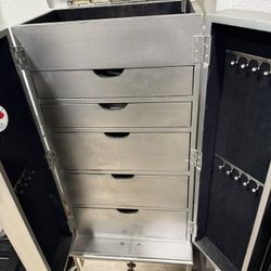 ✨ Pier One Mirrored Silver Jewelry Armoire – $100 (Used) ✨