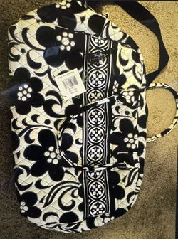 Vera Bradley $139 Night and Day Weekender Bag Duffel Black & White