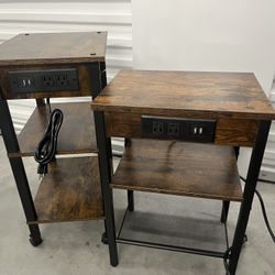 Matching Industrial Side Tables with Power Outlets