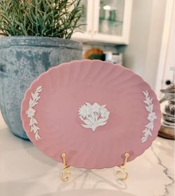 Vintage Wedgwood Pink Jasperware Wall Plate/Trinket Dish, Made in England